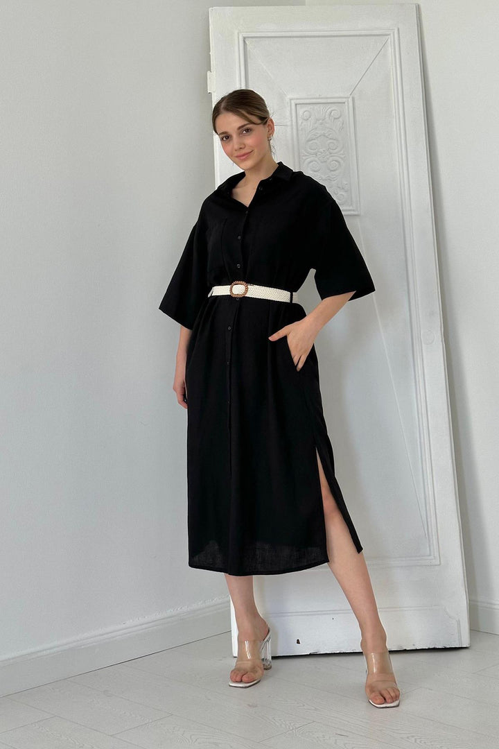 ELS Belted Dress - Black - Moncalieri
