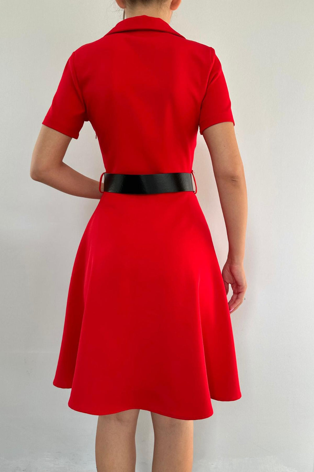 ELS Belted Sports Dress - Red - La Louvière