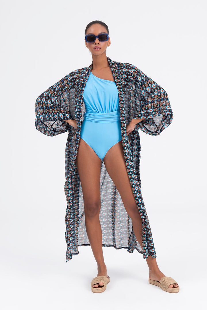 BSL Women Bat sleeve kimono with belt - Bletchley