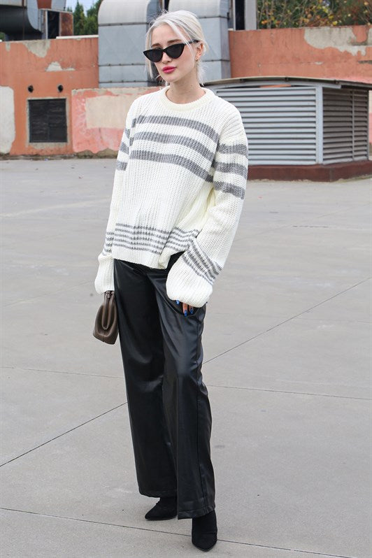 MDX Bone Color Striped Knit Sweater MG1585 - Ajaccio