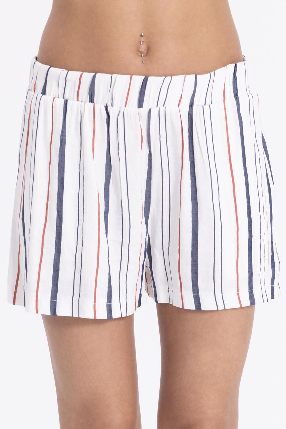 BSL Women Linen Striped Mini Shorts - Cinisello Balsamo