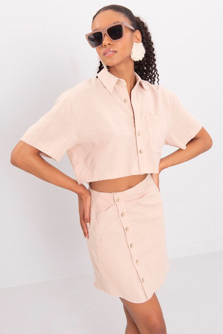 BSL Women Linen Shirt Dress - Denia