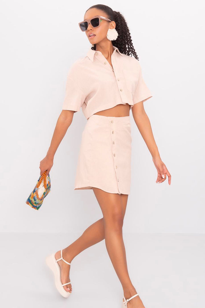 BSL Women Linen Shirt Dress - Denia
