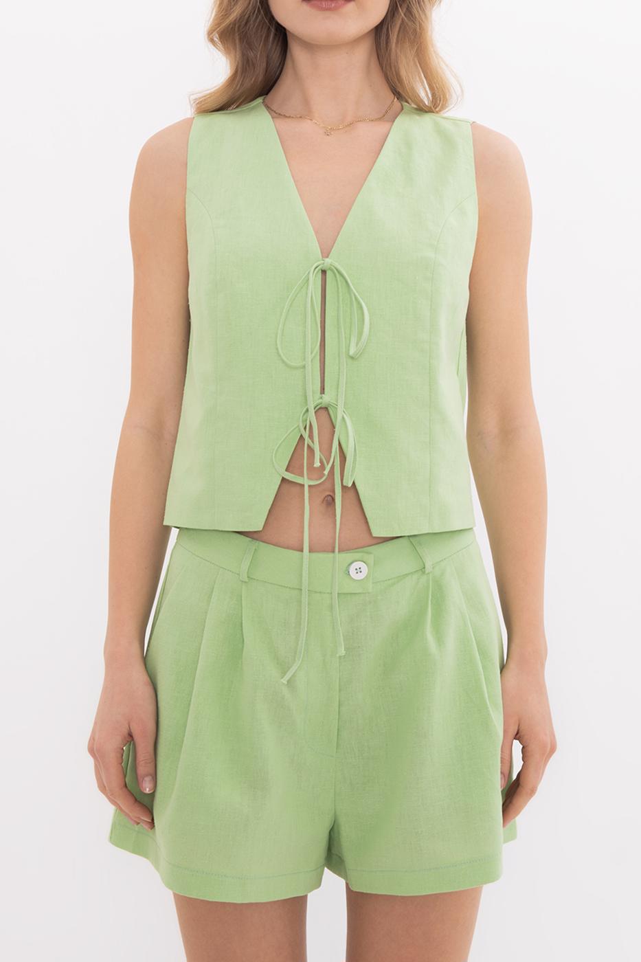 BSL Women Linen Blend Lace Up Vest - Ibbenbüren