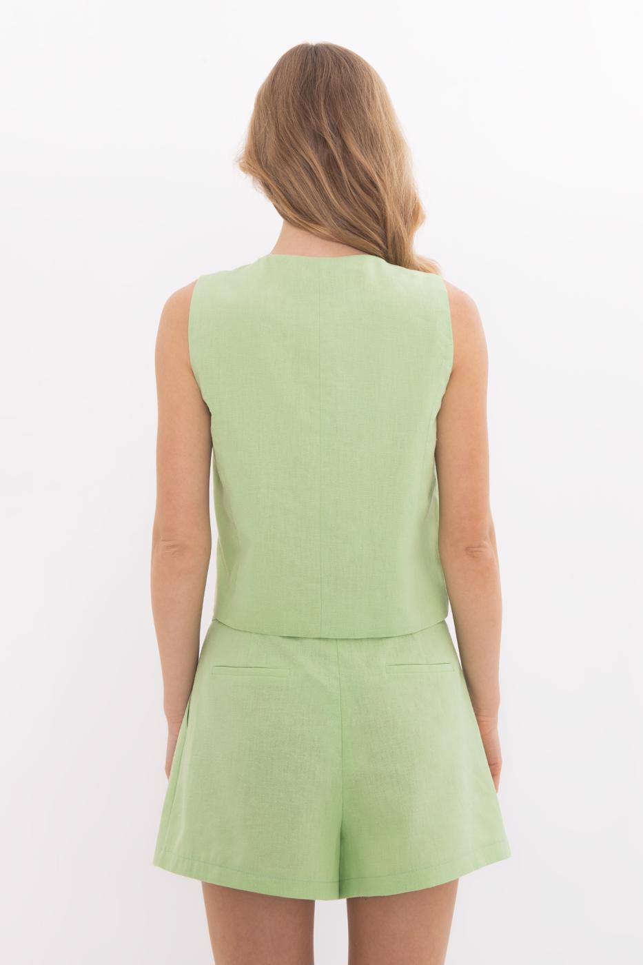 BSL Women Linen Blend Lace Up Vest - Ibbenbüren