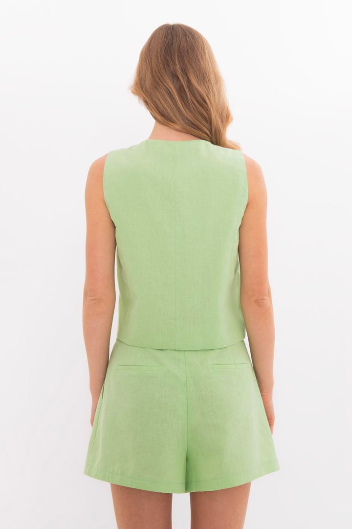 BSL Women Linen Blend Lace Up Vest - Ibbenbüren