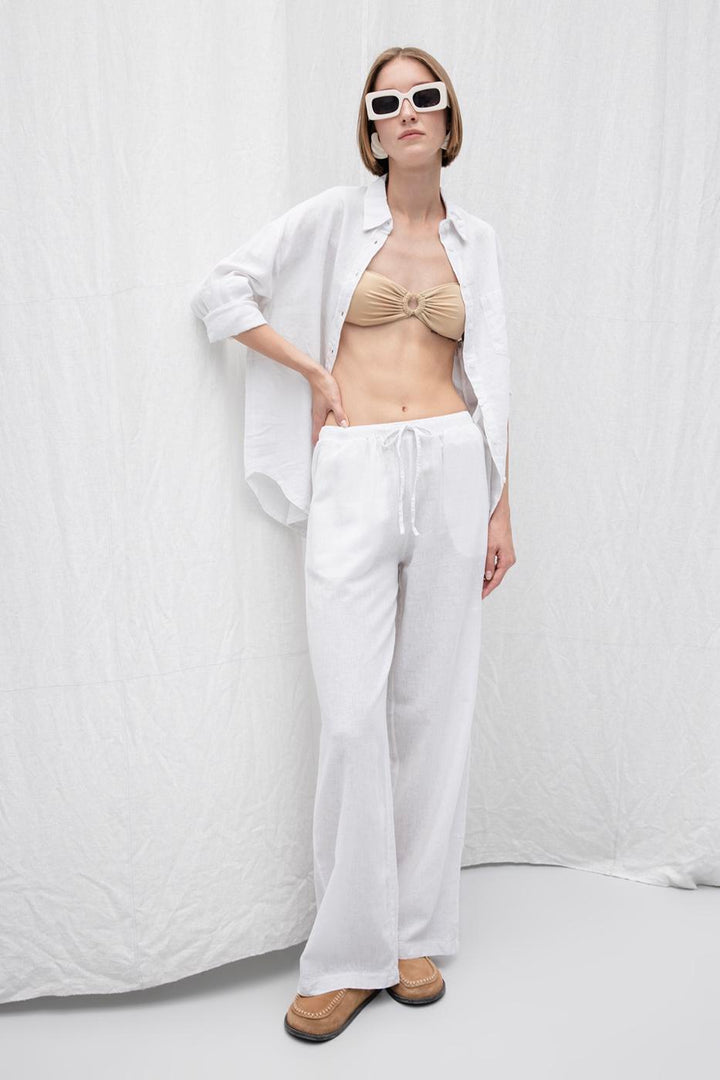 BSL Women Linen Blend Loose Trousers - North Miami