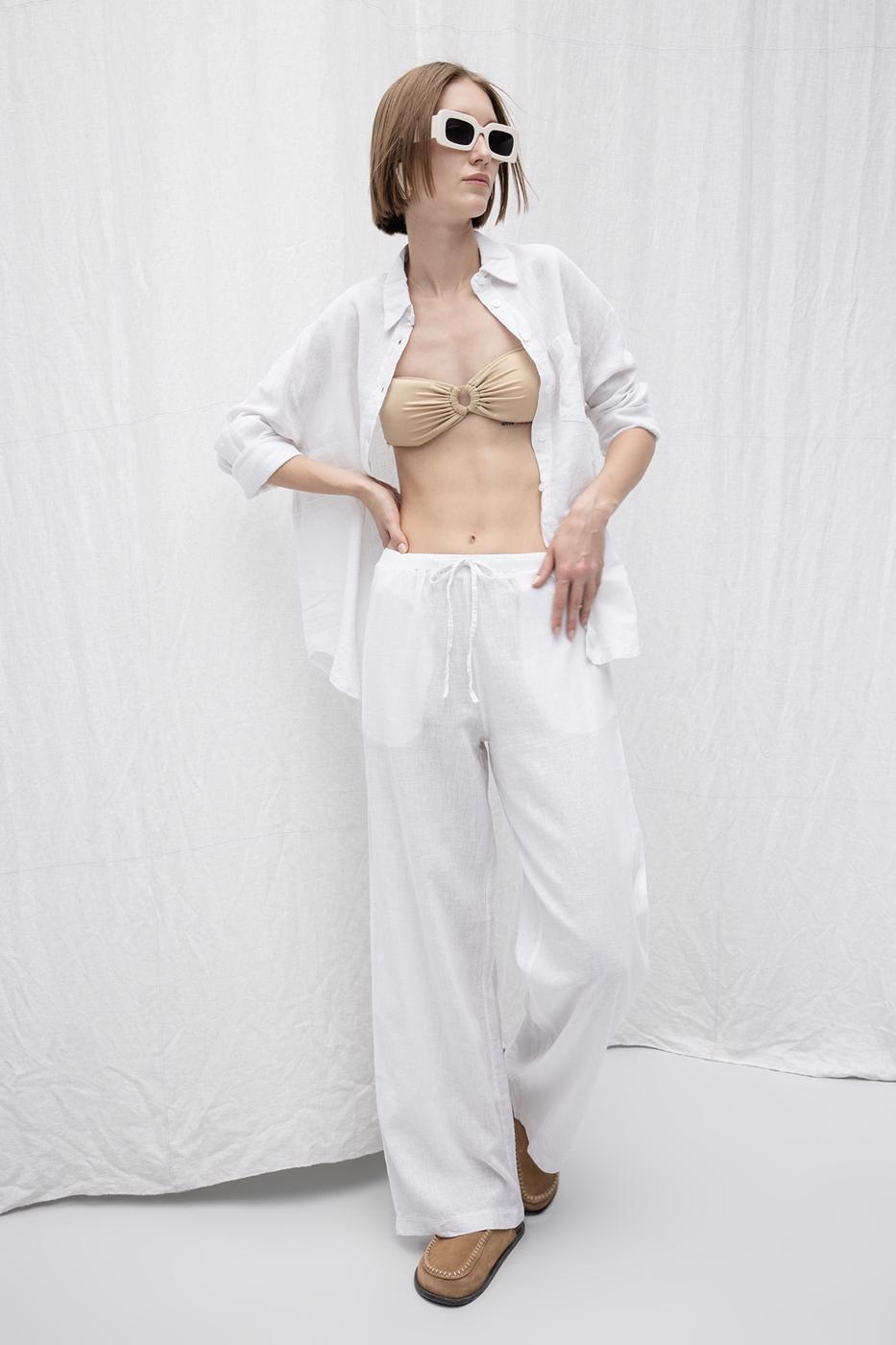 BSL Women Linen Blend Loose Trousers - North Miami