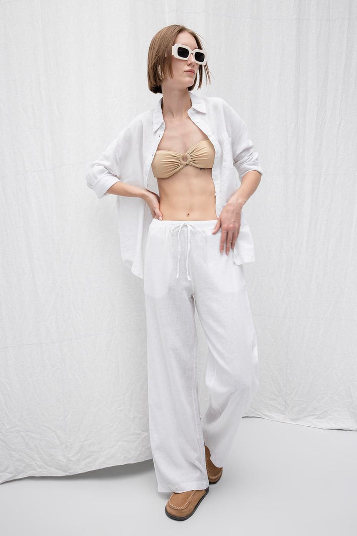 BSL Women Linen Blend Loose Trousers - North Miami