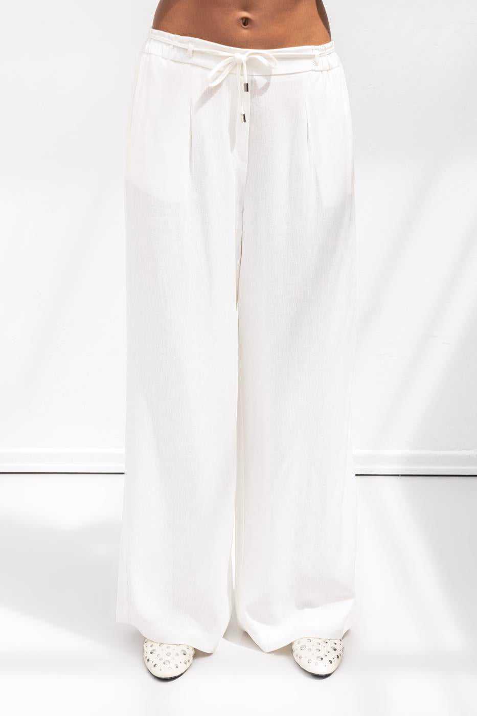BSL Women Linen Blend Belted Wide Trousers - Sun City