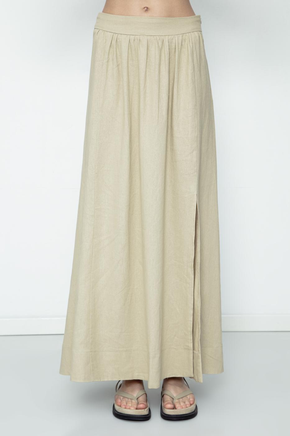 BSL Women Linen Blend Midi Skirt - Castelldefels