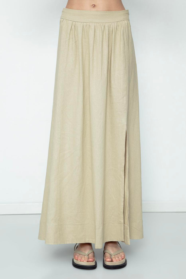 BSL Women Linen Blend Midi Skirt - Castelldefels