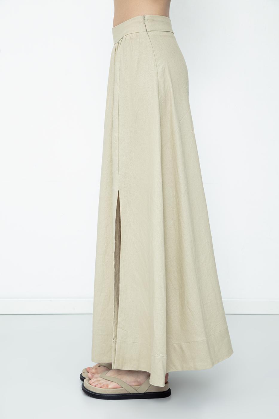 BSL Women Linen Blend Midi Skirt - Castelldefels