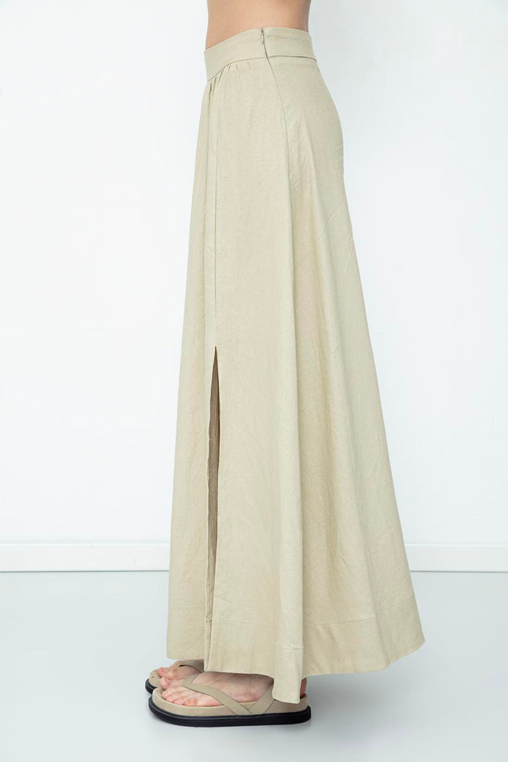 BSL Women Linen Blend Midi Skirt - Castelldefels