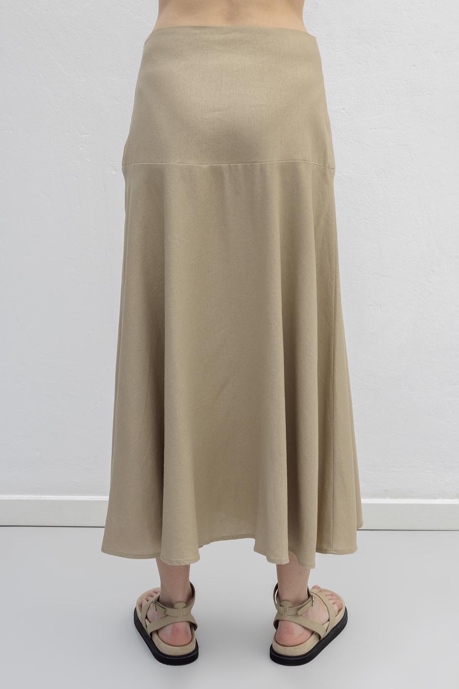 BSL Women Linen Blend Flounced Midi Skirt - Vich