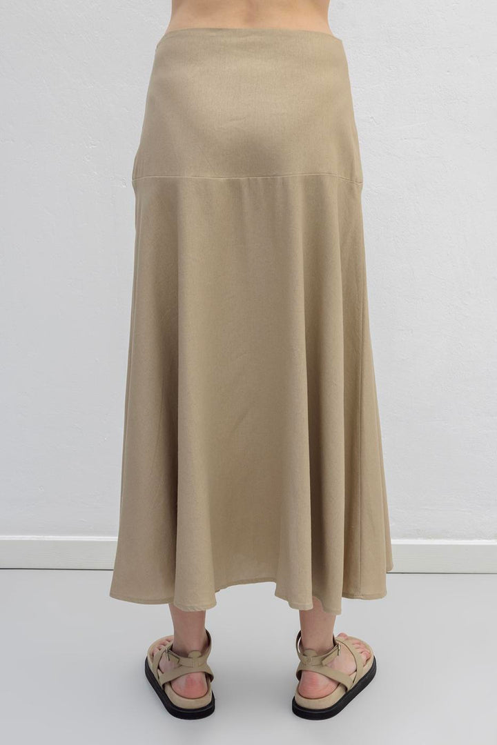 BSL Women Linen Blend Flounced Midi Skirt - Vich