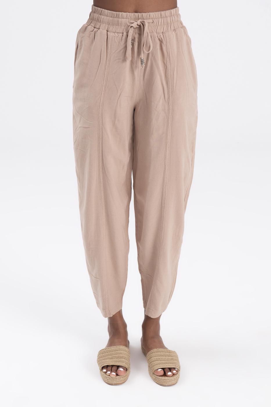 BSL Women Linen Blend Loose Pants - Agía Paraskeví