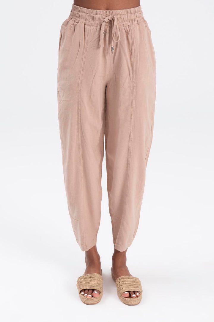 BSL Women Linen Blend Loose Pants - Agía Paraskeví
