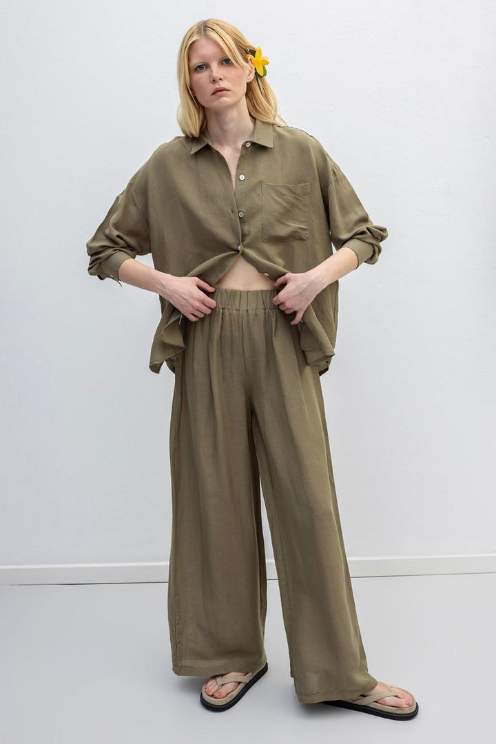 BSL Women Linen Blend Loose Trousers - Leganés