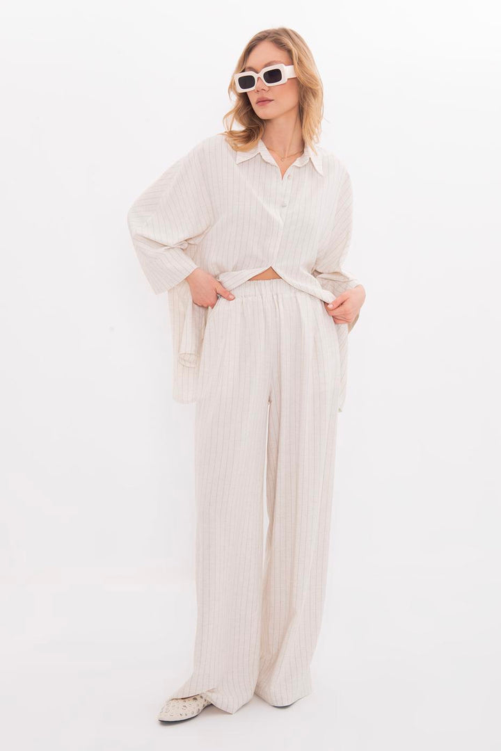 BSL Women Linen Blend Loose Trousers - Noisy-le-Grand