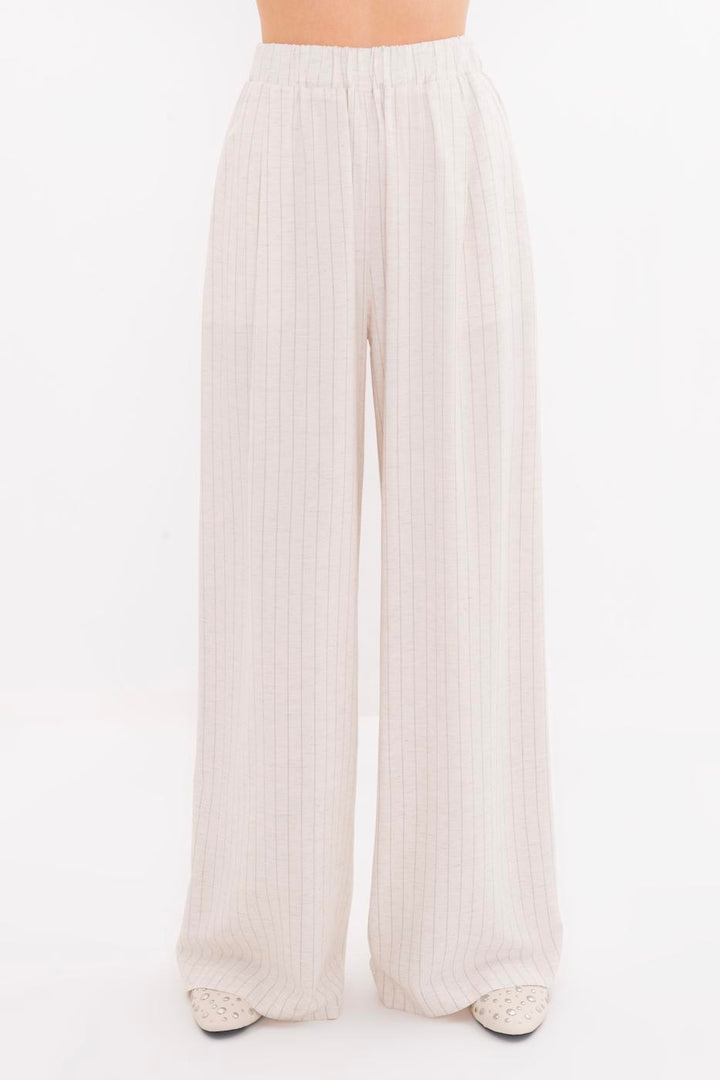 BSL Women Linen Blend Loose Trousers - Noisy-le-Grand