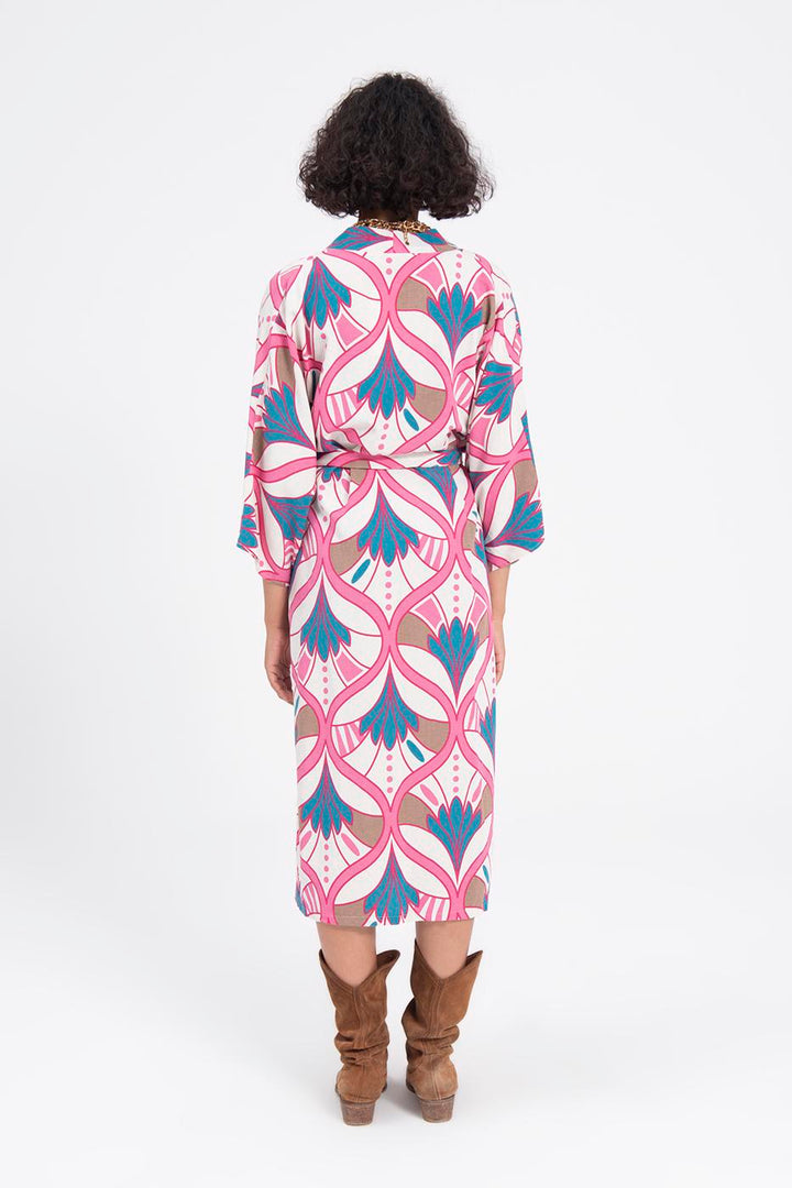 BSL Women Linen Blend Kimono with Belt - Cunduacán