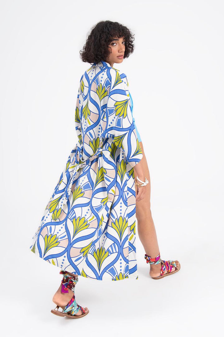 BSL Women Linen Blend Kimono with Belt - University City