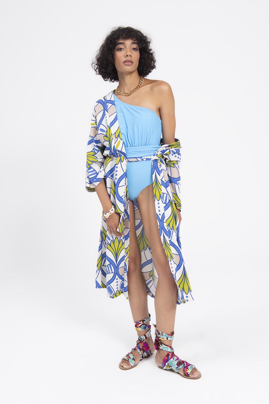 BSL Women Linen Blend Kimono with Belt - University City