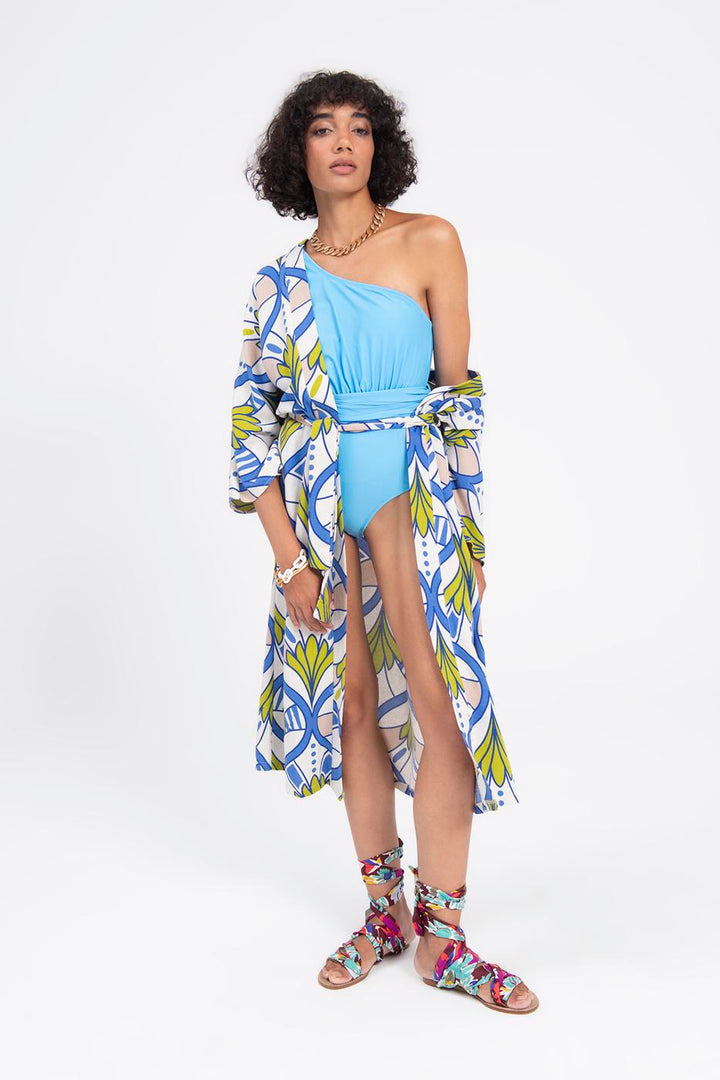 BSL Women Linen Blend Kimono with Belt - University City