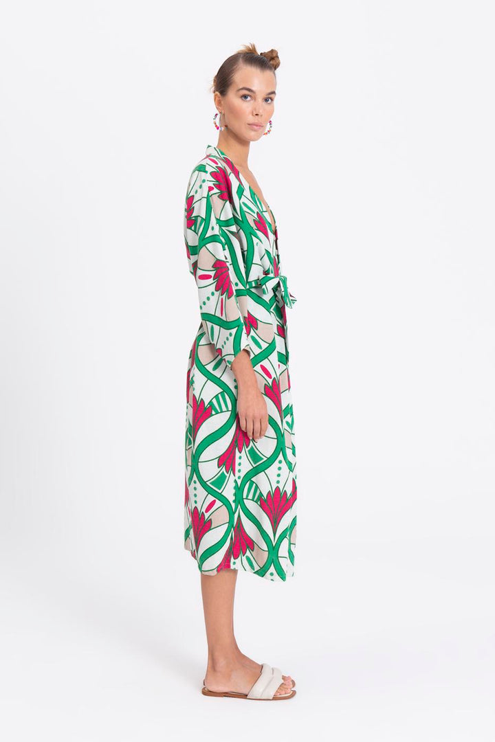 BSL Women Linen Blend Kimono with Belt - Mörfelden-Walldorf