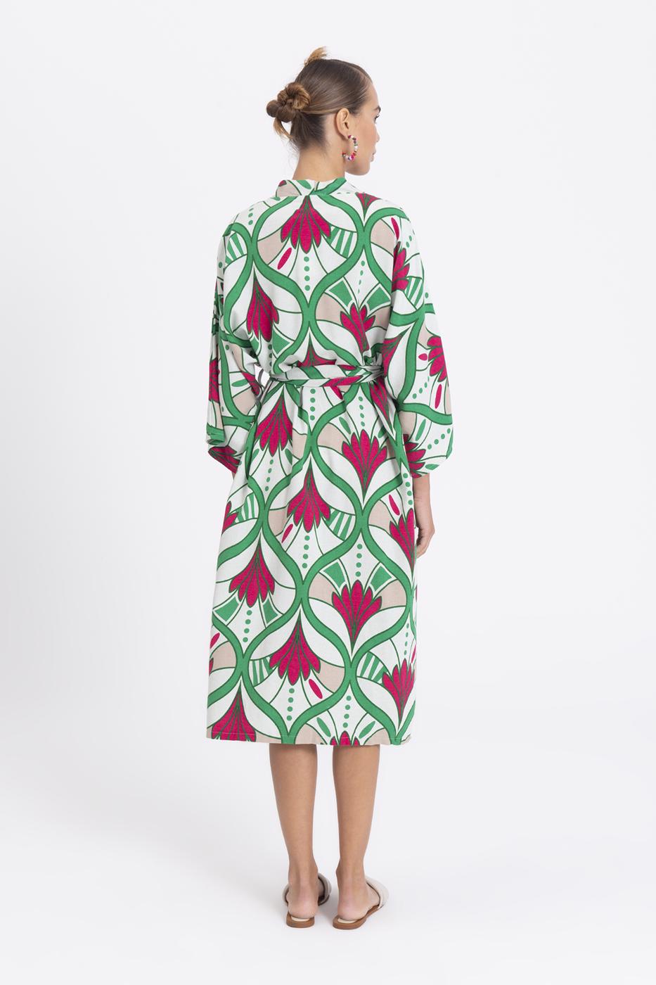 BSL Women Linen Blend Kimono with Belt - Mörfelden-Walldorf