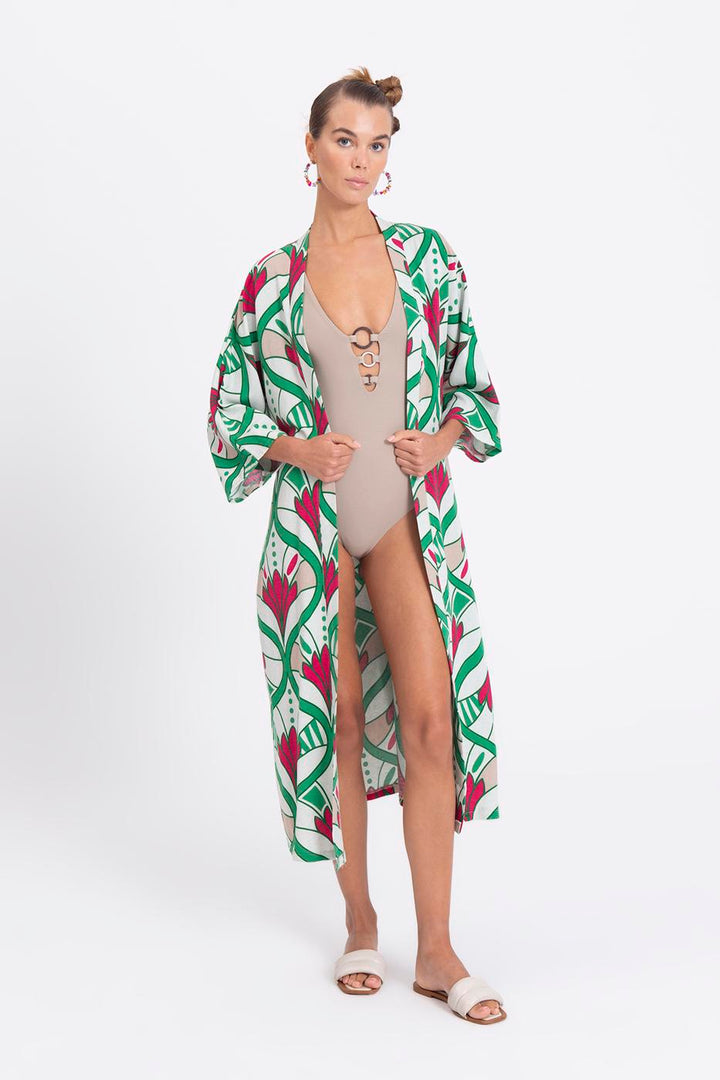 BSL Women Linen Blend Kimono with Belt - Mörfelden-Walldorf