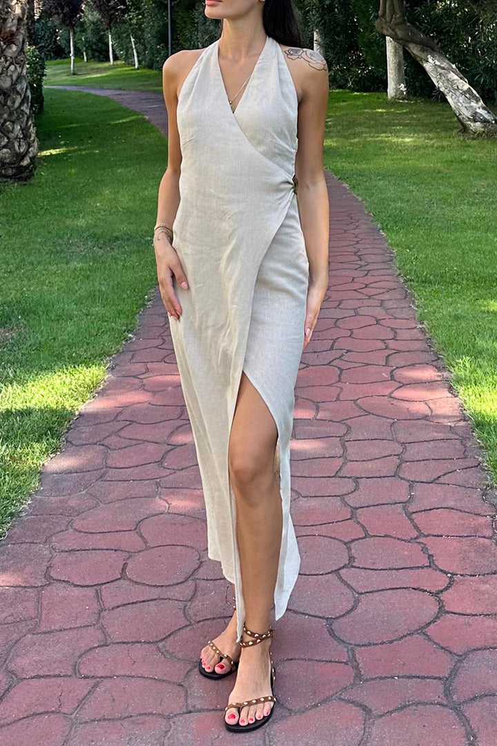 BSL Women Linen Blend Midi Dress - Heerlen