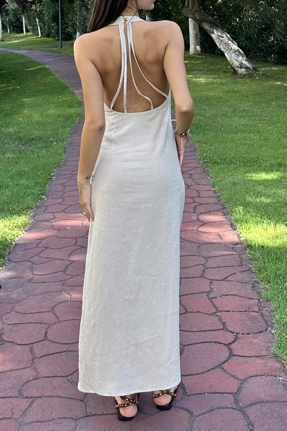 BSL Women Linen Blend Midi Dress - Heerlen