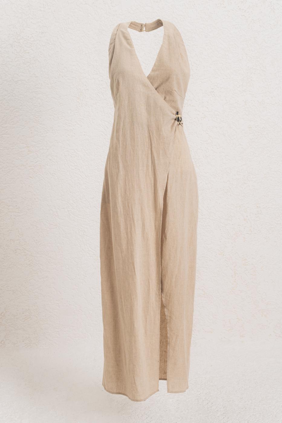 BSL Women Linen Blend Midi Dress - Heerlen