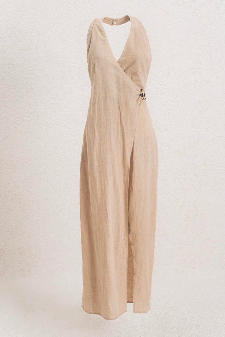 BSL Women Linen Blend Midi Dress - Heerlen
