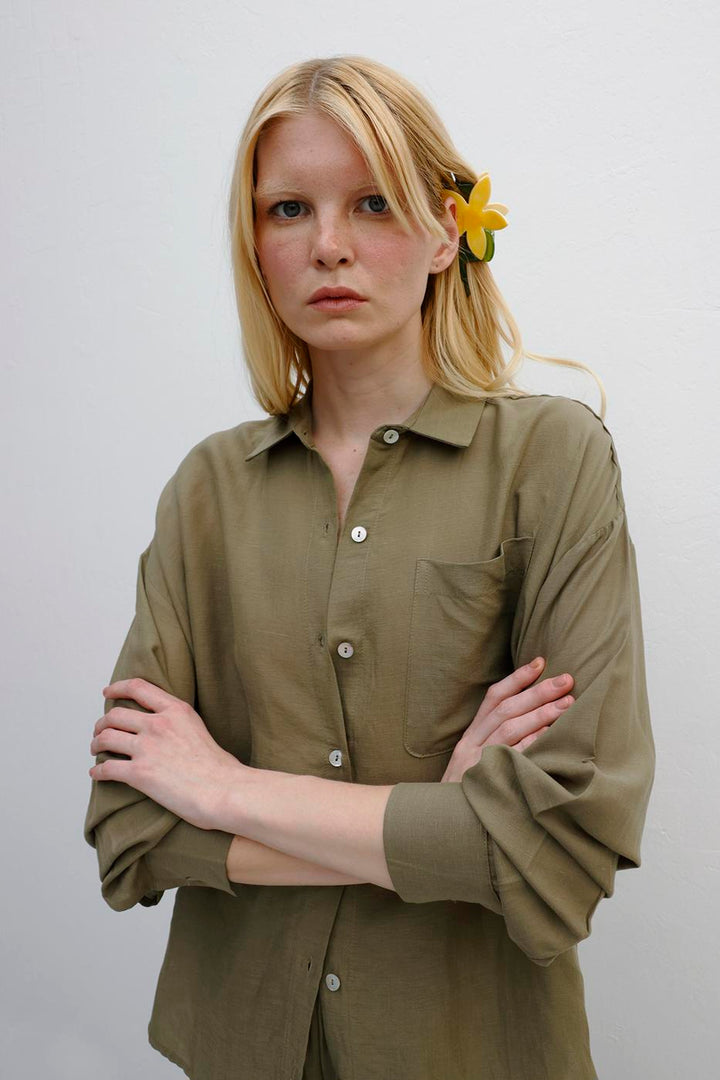 BSL Women Linen Blend Oversize Shirt - Prattville