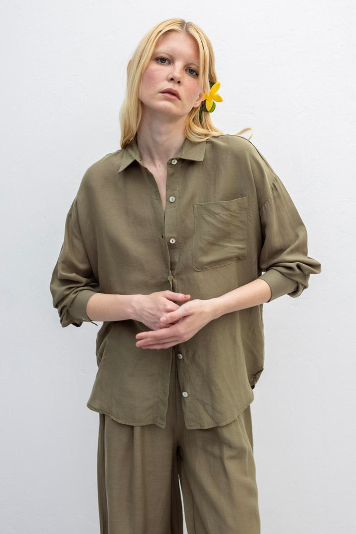 BSL Women Linen Blend Oversize Shirt - Prattville