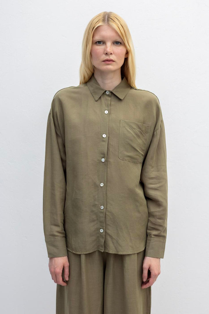 BSL Women Linen Blend Oversize Shirt - Prattville