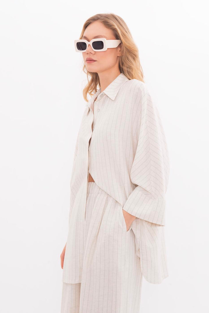 BSL Women Linen Blend Oversize Shirt - Colmenar Viejo