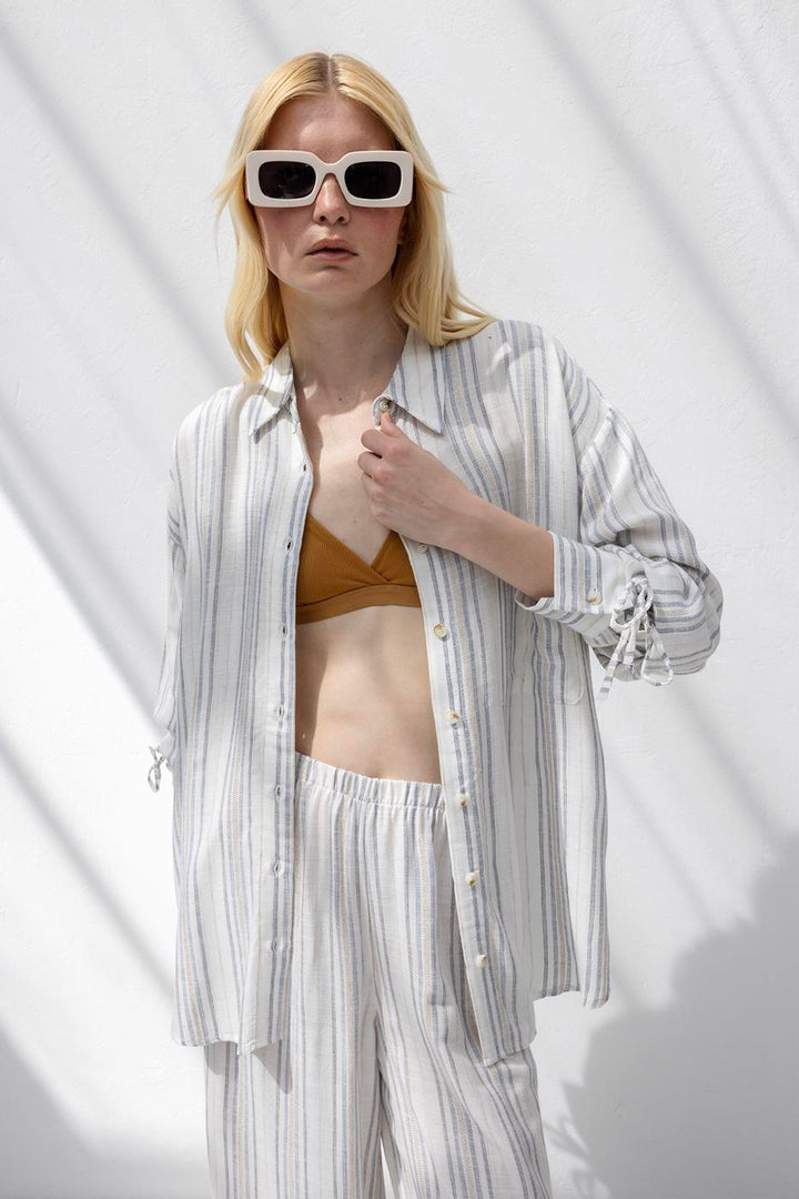 BSL Women Linen Blend Oversize Shirt - Los Mochis