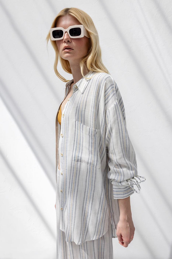 BSL Women Linen Blend Oversize Shirt - Los Mochis