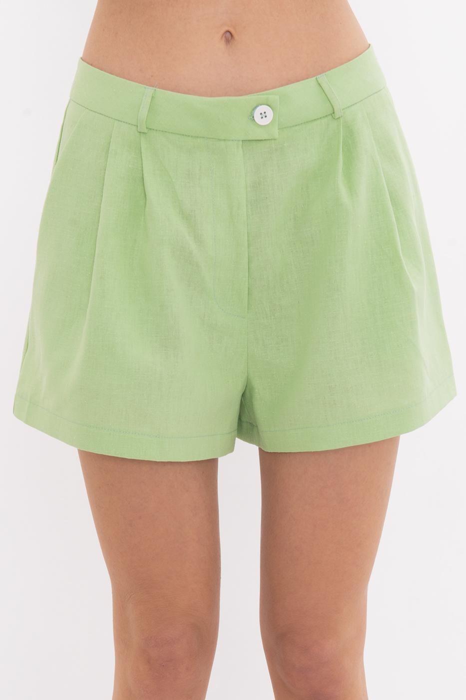 BSL Women Linen Blend Pleated Mini Shorts - Montclair