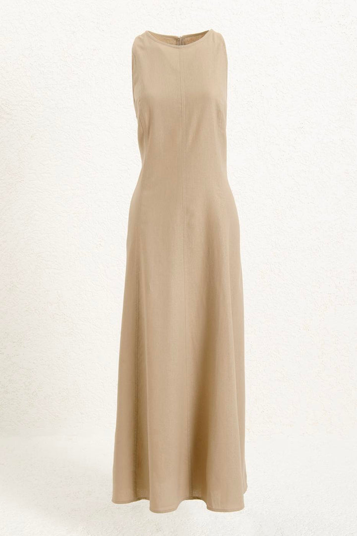 BSL Women Linen Midi Sleeveless Dress - Gagny