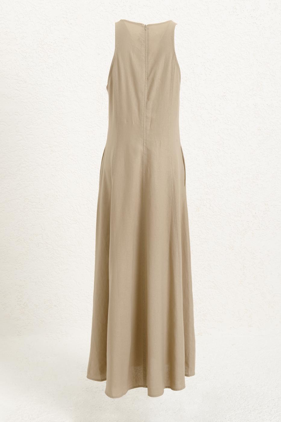 BSL Women Linen Midi Sleeveless Dress - Gagny
