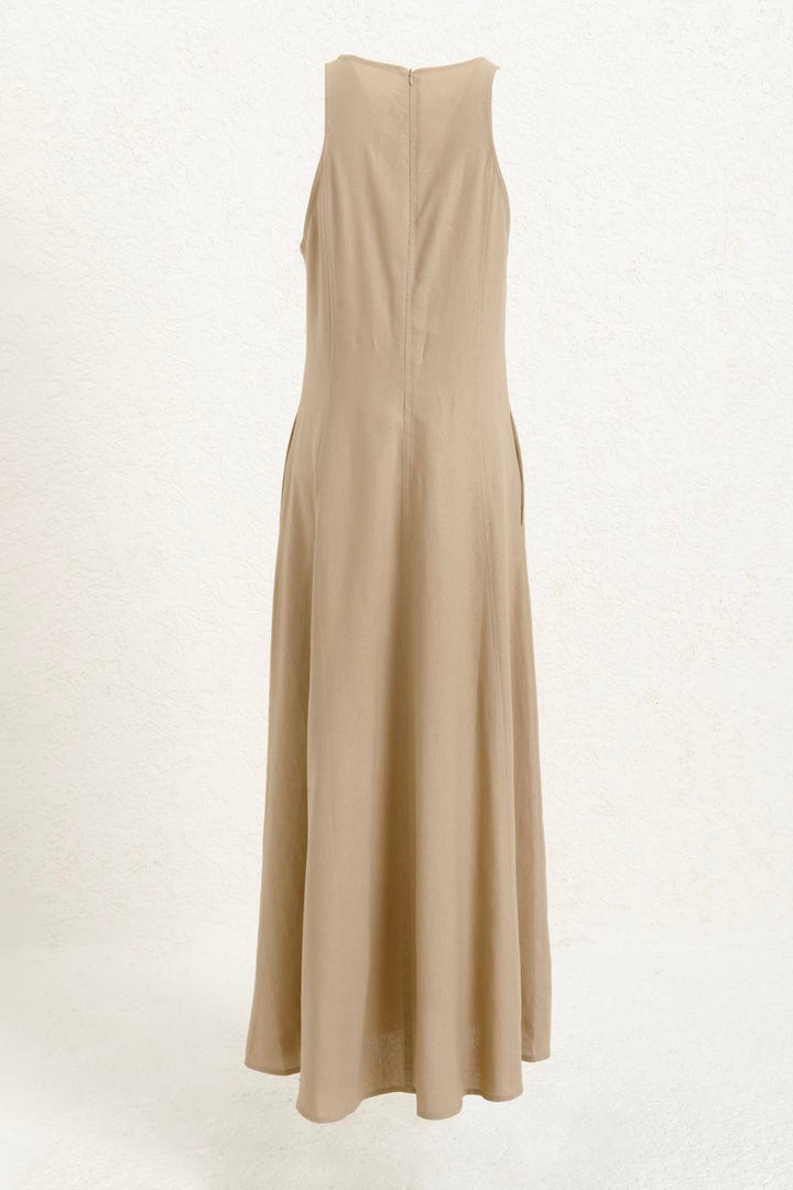 BSL Women Linen Midi Sleeveless Dress - Gagny