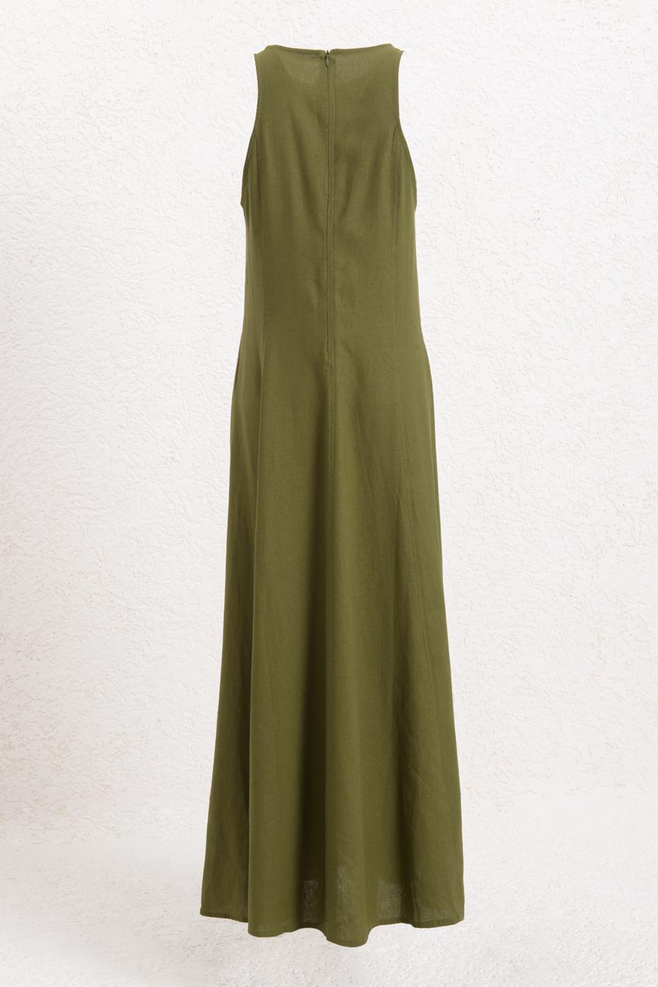 BSL Women Linen Midi Sleeveless Dress - Mableton