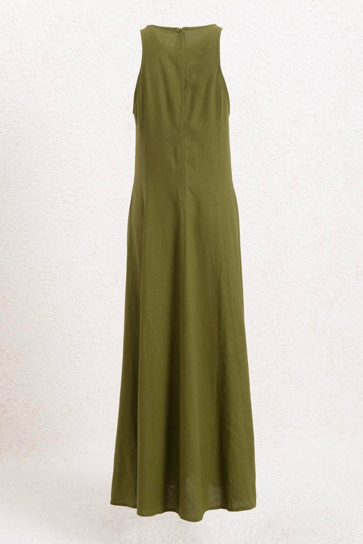 BSL Women Linen Midi Sleeveless Dress - Mableton