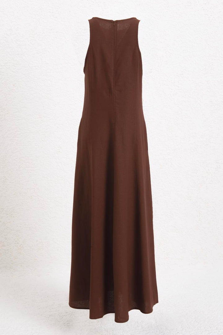 BSL Women Linen Midi Sleeveless Dress - Hamilton