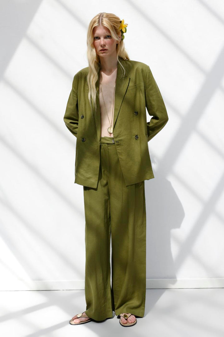 BSL Women Linen Pleated Loose Trousers - Billingham